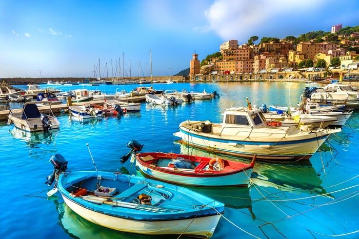 Harbor and village Rio Marina, Elba islands, Tuscany, Italy
