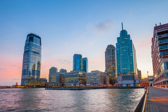 View from Hudson River Waterfront Walkway in Jersey City.