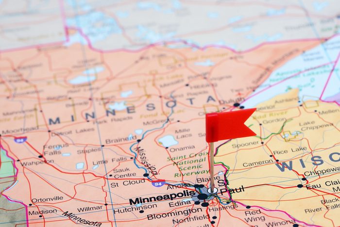 St Paul pinned on a map of USA