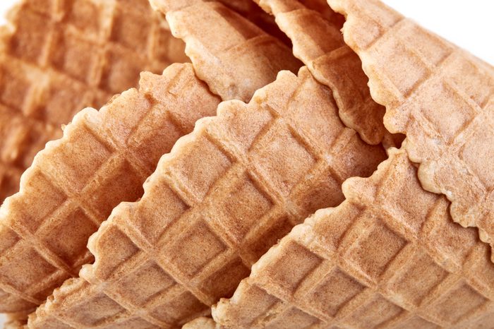 waffle ice cream cone isolated on white background
