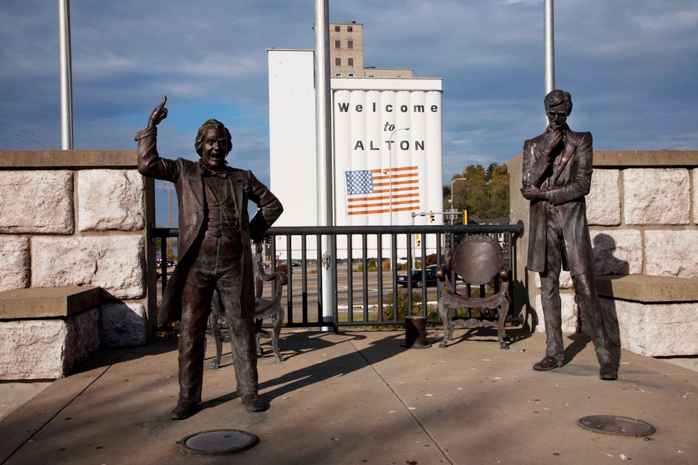 Site of historic debate between Senator Stephen Douglas and Abraham Lincoln in 1858 over slavery, in Alton, Il. Where the final debate was held on October 15, 1858