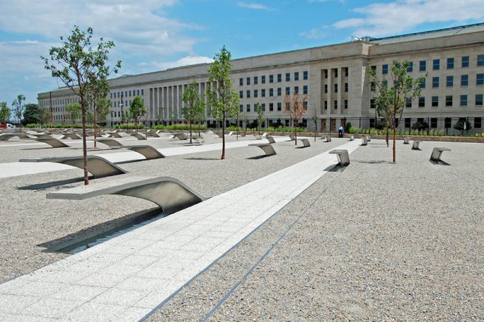 WASHINGTON DC - CIRCA JUNE 2009: Pentagon memorial circa June 2009 in Washington DC, USA. Permanent outdoor memorial to people killed in building and in Flight 77 in the September 11, 2001 attacks.