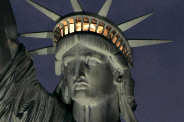 The Statue of Liberty is Seen Illuminated at Night in New York Harbor Monday 07 August 2006 a Gift From France in 1885 the Statue's Interior Has Been Closed to Visitors Since the Terrorist Attacks of 11 September 2001 the National Park Service Announced Wednesday 09 August 2006 That the Statue's Crown Will Remain Closed to the Public Due to the Risks of Fire and Terrorism