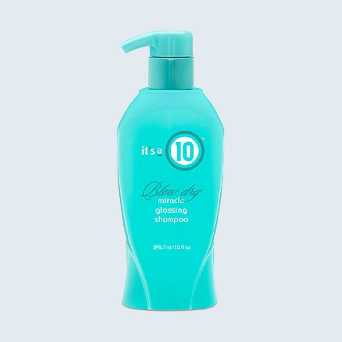 Turquoise pump bottle labeled 