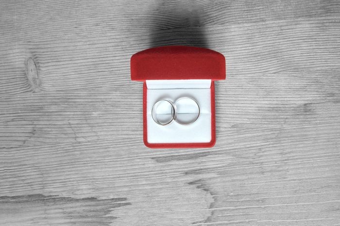 wedding rings in a box