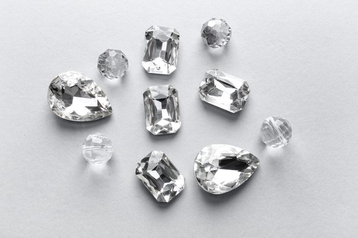 Precious stones for jewellery on light background