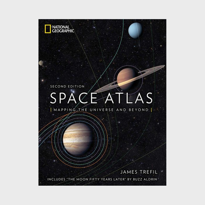 Book cover displays planets, like Saturn and Jupiter, with orbit lines; titled 