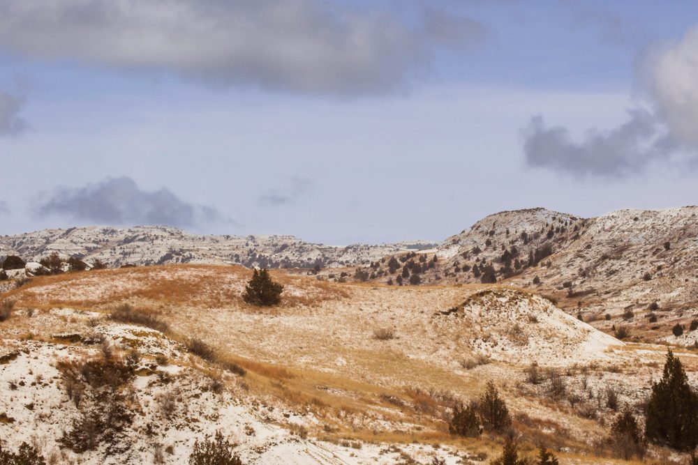The rolling Buttes and hills in Medora, North Dakota and Theodore Roosevelt National Park