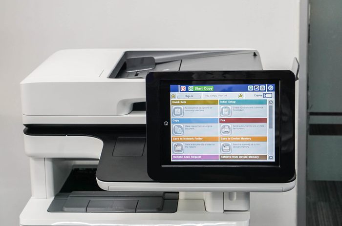 close up modern printer screen in a hotel