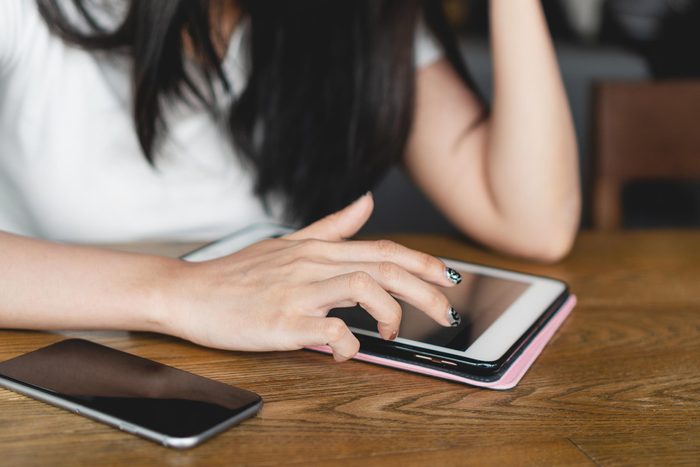 woman tablet
