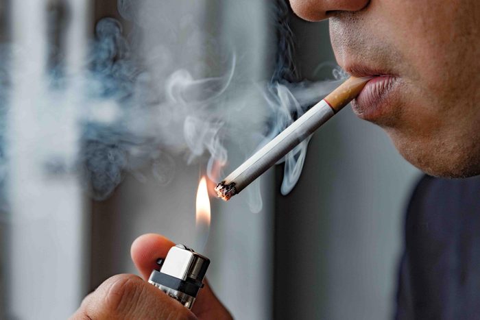 smoking cigarette