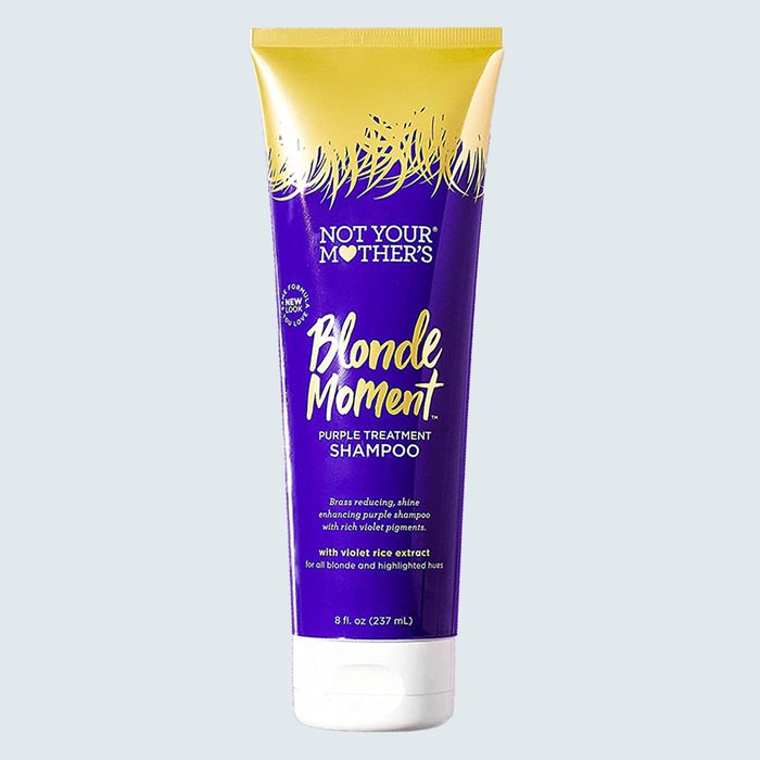 Tube of purple and yellow shampoo labeled 