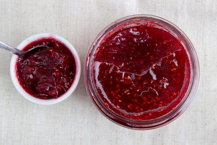 raspberry jam on the table