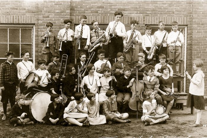 vintage school music class instruments