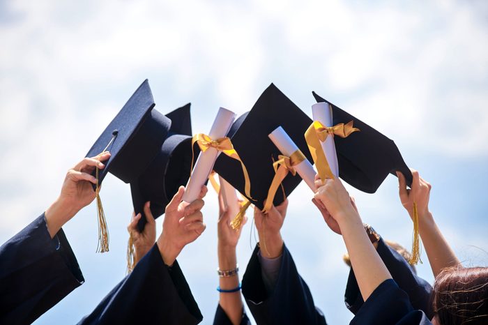 Graduation Caps Thrown in the Air 