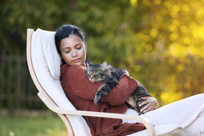 woman with cat