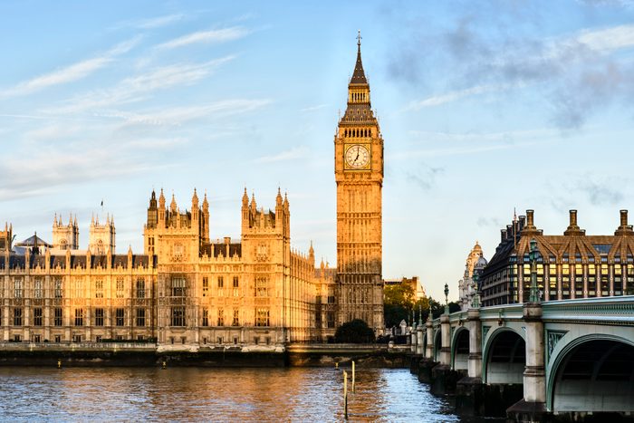 Sunrise shining on Big Ben