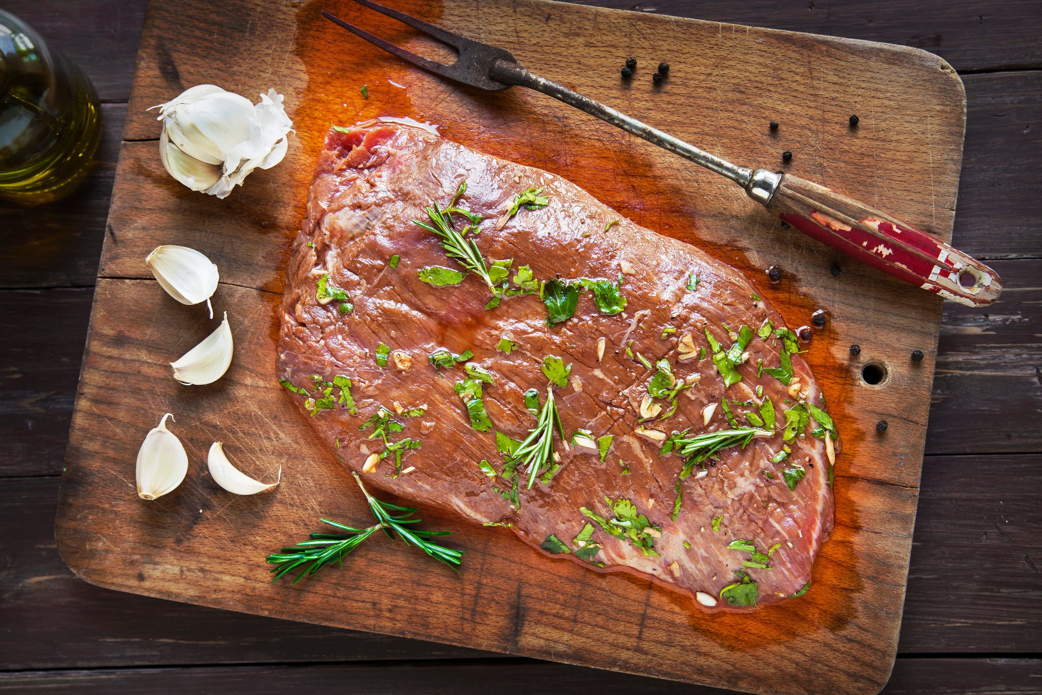 Uncooked Marinated Flank Steak