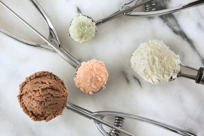 Top view of ice cream scoops