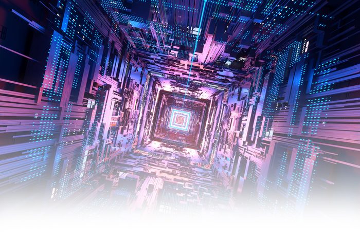 blue and pink digital screen to represent the infinity of data space