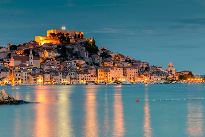 Old town of Sibenik Croatia at night