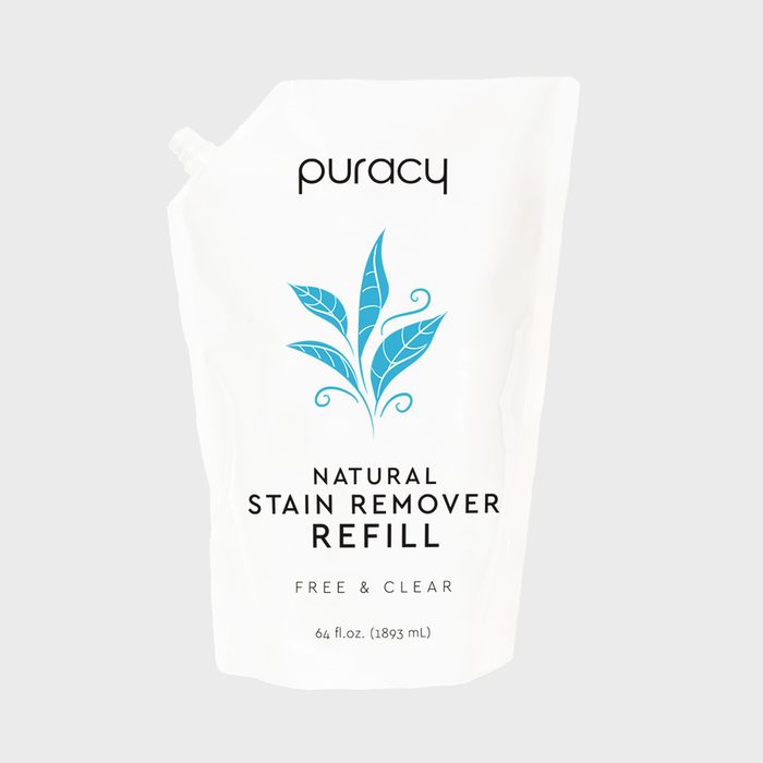 Pouch displaying blue leaf graphic, labeled 