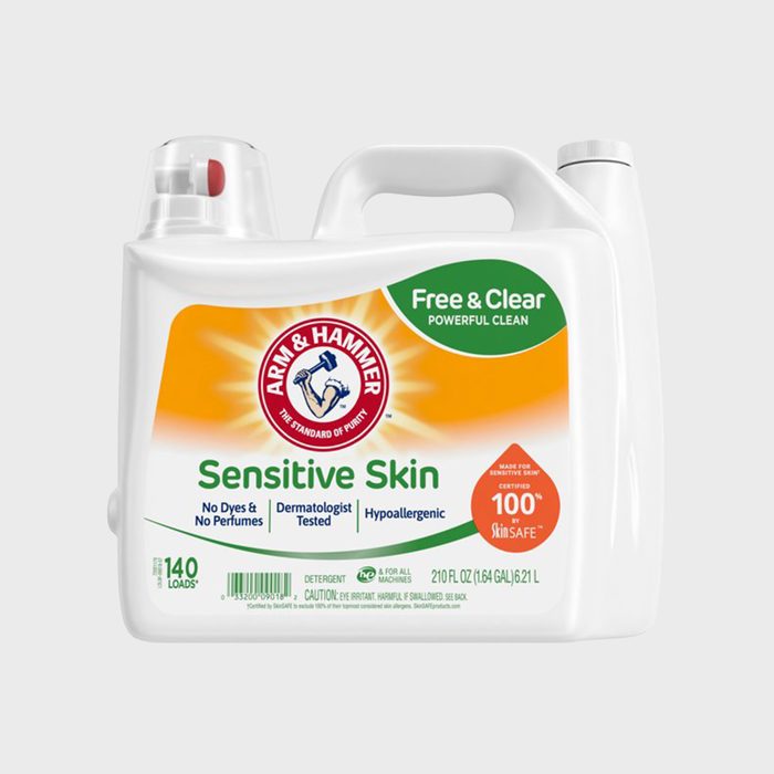 White detergent container labeled 
