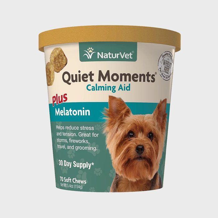 Container displays pet supplement, 