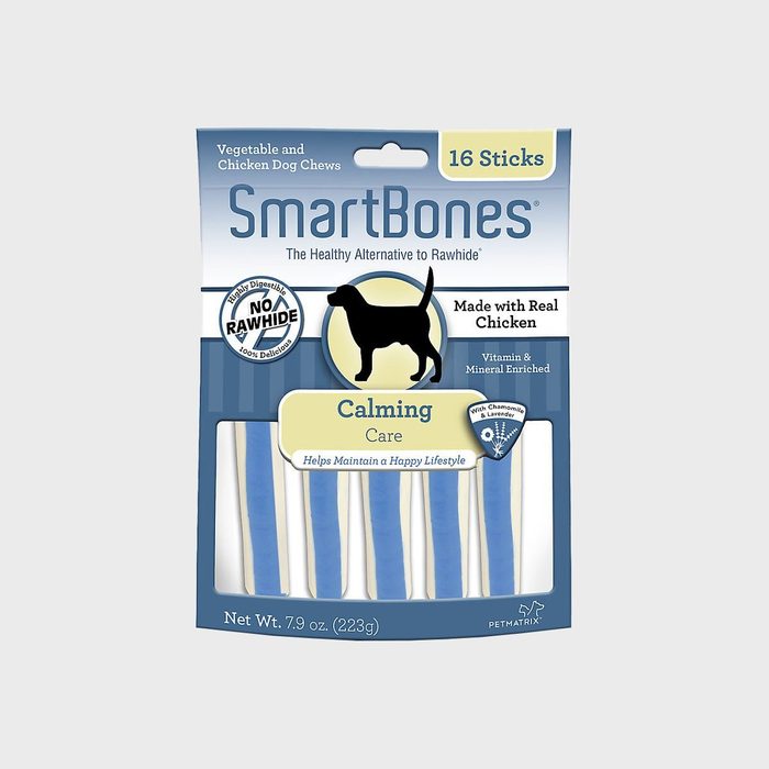 Package displays dog chews labeled 