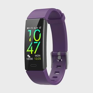 Smartwatch displays 10:47 AM, Monday, 12/25, step count 18590; set in purple band on neutral background.