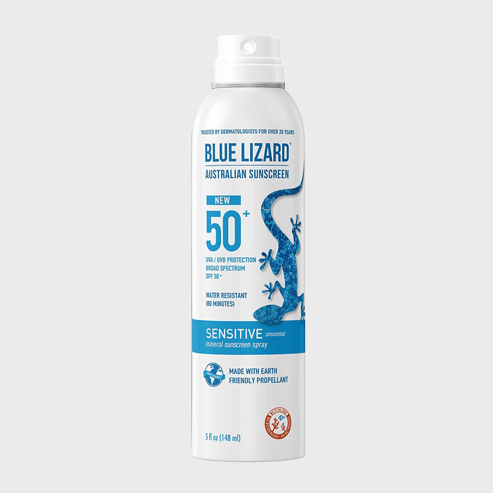 Sunscreen spray can displays brand 
