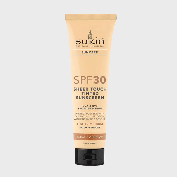 A tube displays sunscreen with SPF 30, labeled 