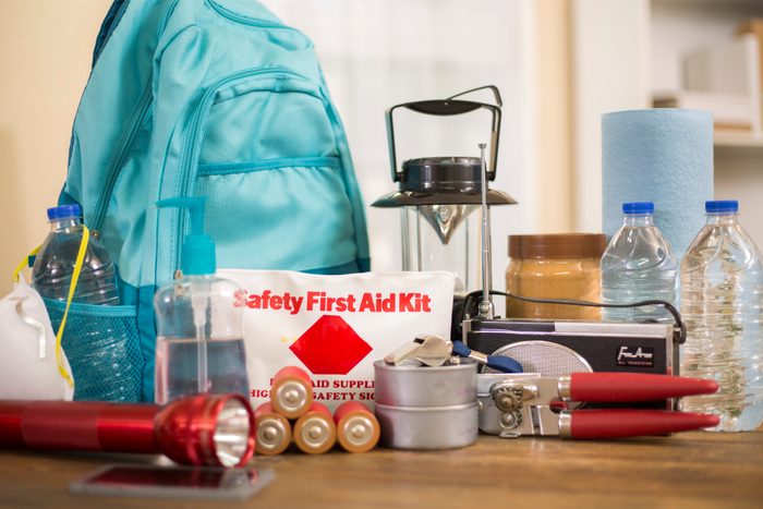 Emergency preparedness natural disaster supplies.