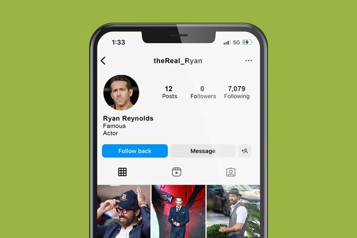 fake Ryan Reynolds instagram