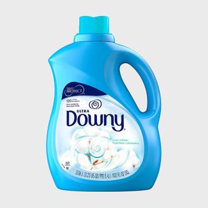 A blue detergent bottle features 