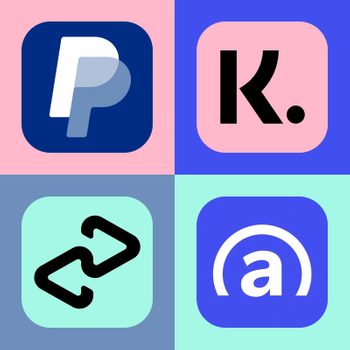 Four logos are displayed: PayPal, Klarna, Afterpay, and Affirm, each on colored backgrounds forming a grid pattern.