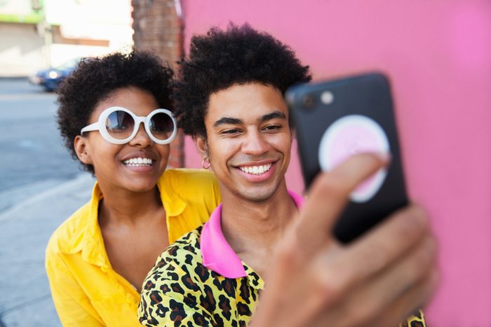 Young couple taking a selfie