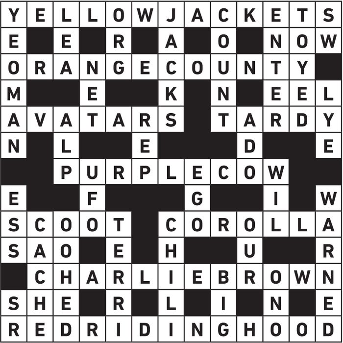 October 2022 Printable Crossword Answers