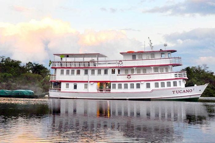 A white riverboat named 