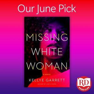 Book cover displays a woman's face with 