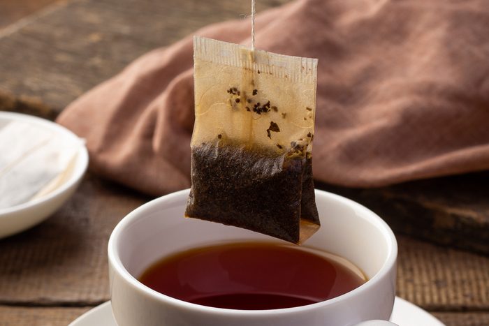 close up of tea bag