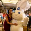 The Pillsbury Doughboy poses for a photo with Padma Lakshmi